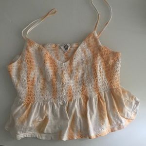 Tie dye orange and white tank top